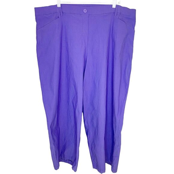 Ashley Stewart Purple Stretch Power Twill Pull-On Trousers Pants Plus Size 28 4X - Picture 1 of 8